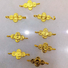 Çift Halkalı Spiral Desenli Etnik Altın Kaplama Takı Ara Aparatı (1 Adet)