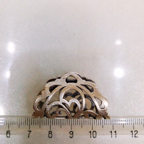 Antik Gümüş Kaplama Pirinç Geniş Gözenekli Telkari Kolye Borusu (45mm)