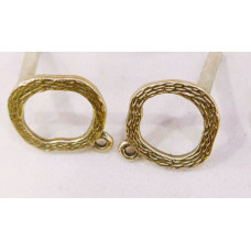 Antik Gümüş Kaplama Hitit Modeli Pirinç Küpe Malzemesi 1 çift