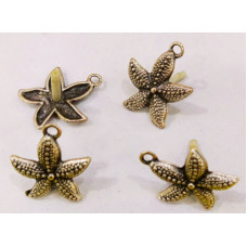 Antik Gümüş Deniz Yıldızı Modeli Pirinç Küpe Malzemesi 1 çift