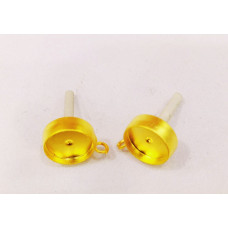 Altın Kaplama Pirinç Yuvalı Küpe Malzemesi 1 Çift