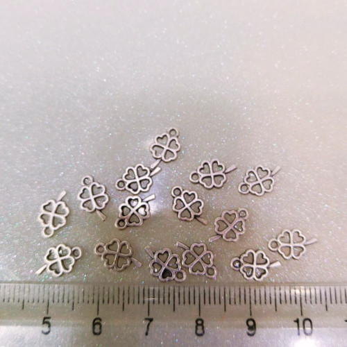 Antik Gümüş Kaplama Yonca Takı Sallantı ve Ara Aparatı (12 mm)