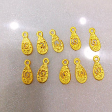 Altın Kaplama Ajurlu Damla Model Küpe ve Kolye Ucu Aparatı - 1 Adet