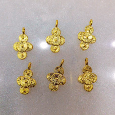 Spiral Desenli Etnik Formlu Altın Kaplama Takı Sallantı Aparatı (1 Adet)