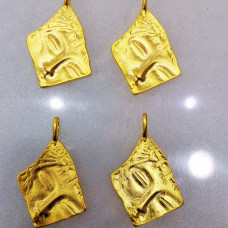 Antik Altın Kaplama Abstre Yüz Figürlü Kare Takı Aparatı - 1 Adet