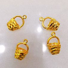Altın Kaplama Örgü Desenli Sepet Formlu Takı Sallantı Aparatı (1 Adet)